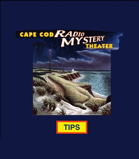 Image of a lighthouse from CCRMT prior show, with Tips written at bottom for link to tip the actors